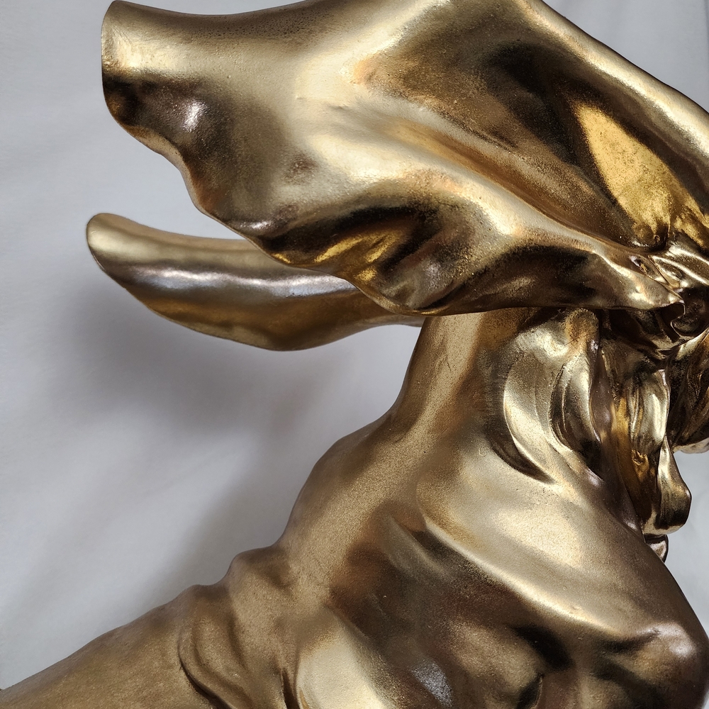 Gold Ceramic Basset Hound Figurine - Decorative Home Art LIFE SIZE 20"X30" - Picture 11 of 11